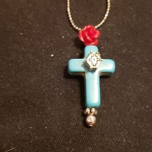 Artisan created turquoise cross on chain NWT